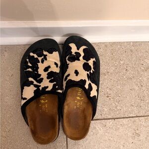 Birkenstock Black and Cream Patterned Mules